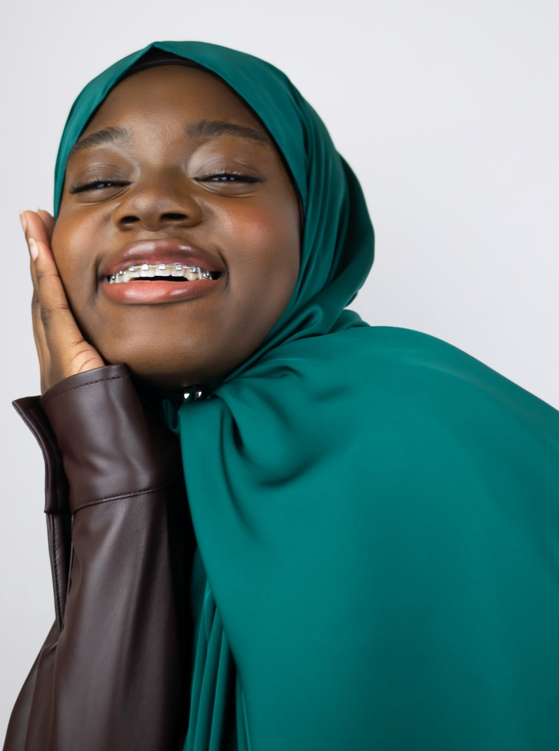 Satin Silk Hijab Dark Emerald