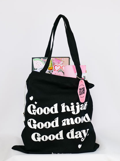 Cotton Tote Bag "Good Hijab" Black 2024