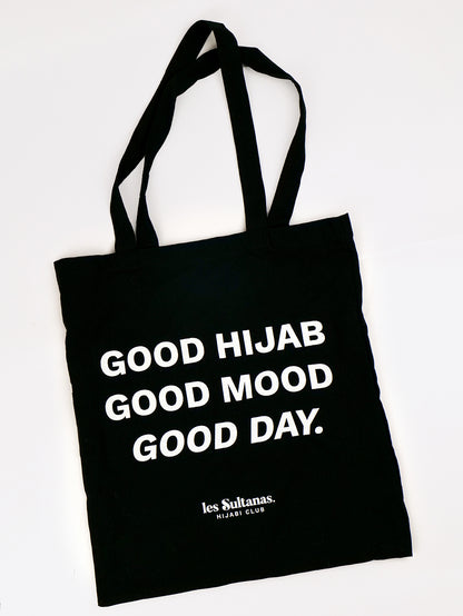 Cotton Tote Bag "Good Hijab" Black