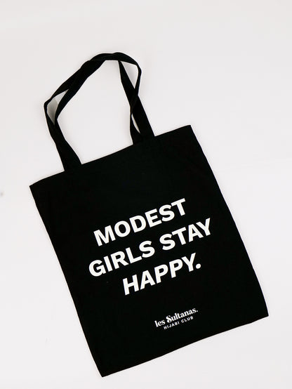Cotton Tote Bag "Modest Girls" Black
