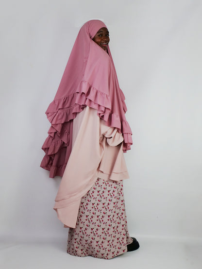 Princess Ruffled Chiffon Khimar, Romantic PRE ORDER