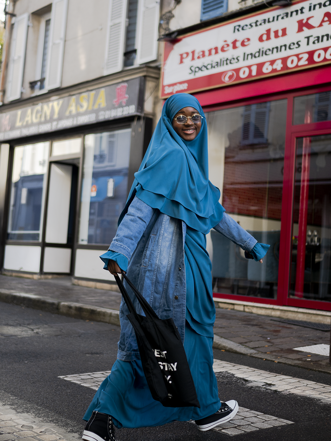 Lady Chiffon Khimar, Denim