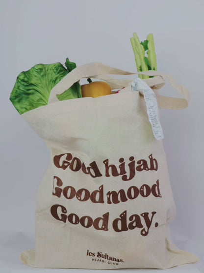 Cotton Tote Bag "Good Hijab" Natural and Brown