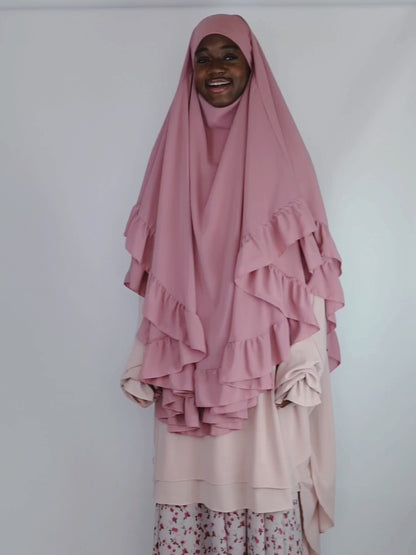 Princess Ruffled Chiffon Khimar, Romantic PRE ORDER