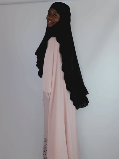 Lady Ruffled Chiffon Khimar, Kohl PRE ORDER