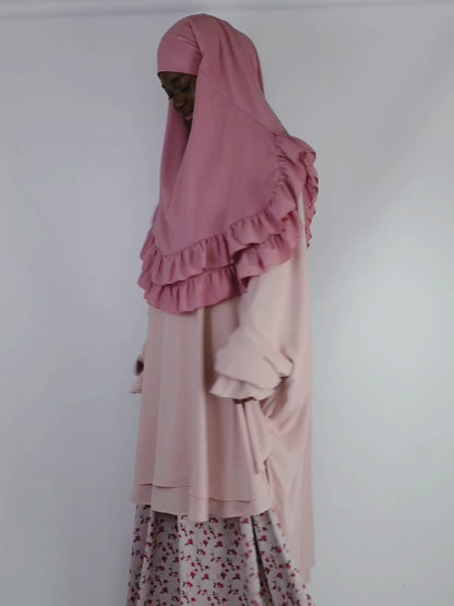 Lady Ruffled Chiffon Khimar, Romantic PRE ORDER